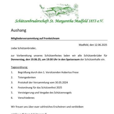 Mitgliederversammlung Fronleichnam