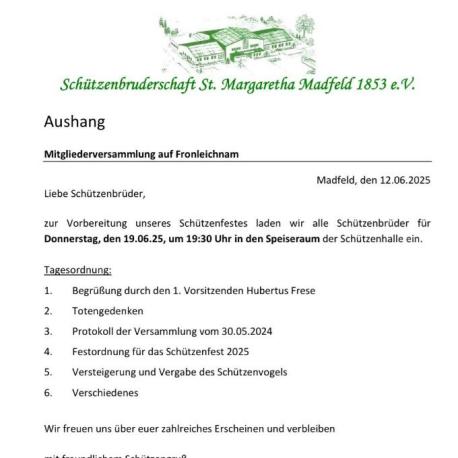 Mitgliederversammlung Fronleichnam